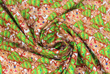Swirled swatch Cookies fabric (white fabric with tossed decorated gingerbread cookies allover in green and brown trees)