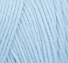 Swatch of Bernat Super Value yarn in shade sky (light pale blue)
