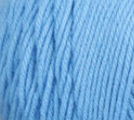 Swatch of Bernat Super Value yarn in shade hot blue (bright robins egg)
