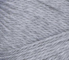 Swatch of Bernat Softee Baby yarn in shade flannel (medium grey)