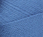 Swatch of Bernat Softee Baby yarn in shade blue jeans (bright medium blue)