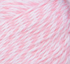 Swatch of Bernat Softee Baby yarn in shade baby pink marl (white/pink marl)