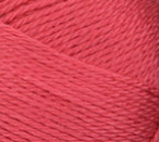 Swatch of Bernat Softee Baby yarn in shade soft red