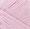 Swatch of Bernat Softee Baby Cotton yarn in shade petal (light pink/purple)