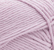 Swatch of Bernat Softee Baby Cotton yarn in shade soft plum (pale light purple)