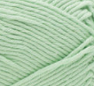 Swatch of Bernat Softee Baby Cotton yarn in shade jade frost (pale light green)