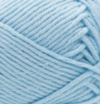 Swatch of Bernat Softee Baby Cotton yarn in shade dusk sky (medium baby blue)