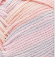 Swatch of Bernat Softee Baby Cotton yarn in shade tea party varg (pale pink and purple colourway)