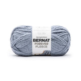 A ball of Bernat Forever Fleece yarn in shade Juniper (pale blue grey)