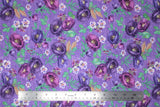 Flat swatch violette fabric in tossed violettes