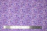 Flat swatch violette fabric in purple leaves