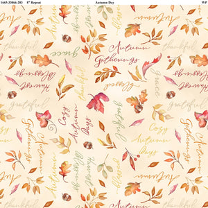 Group swatch assorted Autumn Day themed fabrics in various styles/colours