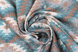 Swirled swatch southwest quilted look fabric (white/rust/green/purple colourway with repeated diamond quilt pattern in a southwest style)