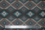Flat swatch southwest quilted look fabric (white/rust/green/purple colourway with repeated diamond quilt pattern in a southwest style)