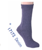 Berroco Comfort Sock yarn swatch (sock on foot) shade denim (medium faded blue)