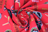 Swirled swatch NHL printed fabric in Ottawa Senators (multi logo on red)
