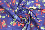 Swirled swatch berry print fabric in freshly squeezed & picked dark blue