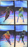 Full panel swatch Sports Panel (44" x 24") (2x2 rectangles stacked with basketball court scene inside and silhouette players in each rectangle with rainbow outlines or stripes)