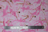 Flat swatch ballerina fabric (pink and white fabric with posing ballerina silhouettes and tossed full colour pink outfit ballerinas in various dance poses)