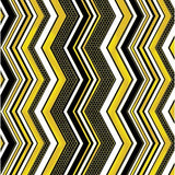 Chevron fabric swatch (white, black and yellow chevron style vertical stripes some with subtle honeycomb texture)