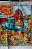 Full swatch pumpkin patch panel (patch and scarecrow with blue truck and red barn)