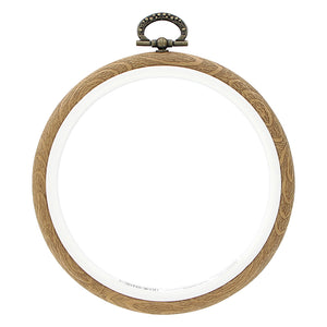 Group photo Plastic Woodgrain Hoops (round) in 4", 6" and 8" sizes on white background