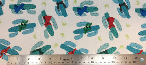 Group swatch cartoon cactus with scarves printed fabric in white and black