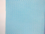 Square swatch Nylonette fabric (nylon circle mesh fabric) in ocean (light blue) shade