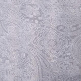 Square swatch white paisley design printed on grey (light grey) fabric