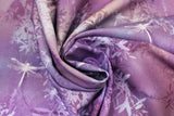 Swirled swatch Dragonfly fabric (purple marbled look fabric with dragongly and greenery silhouettes in purple shades)