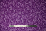 Flat swatch violet layered fabric (magenta purple fabric with light purple/white tossed floral outlines allover)