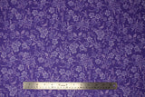 Flat swatch purple layered fabric (dark purple fabric with light purple tossed floral outlines allover)