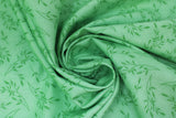 Swirled swatch green leaf fabric (medium green fabric with pale green small tossed leafy greenery allover)