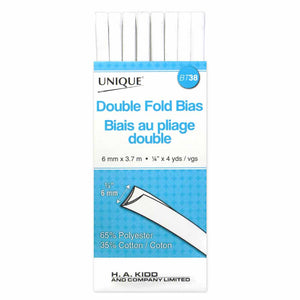 Double fold bias precut 6mm x 3.7m in packaging (white)
