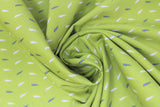 Swirled swatch lightening bolts printed fabric (tiny white and grey tiled lightening bolts on lime green)