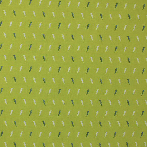 Square swatch lightening bolts printed fabric (tiny white and grey tiled lightening bolts on lime green)