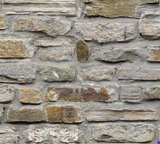 Square swatch fabric from Naturescapes collection in grey stonework (grey toned stone wall)