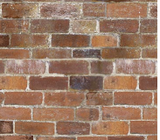 Square swatch fabric from Naturescapes collection in red bricks (old brick wall with chalky white grout lines)