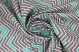 Swirled swatch Chevron fabric (white fabric with busy grey chevron pattern allover and some mint coloured chevron arrows)
