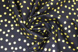 Swirled swatch Confetti Black fabric (black fabric with tossed gold metallic/shimmer effect dots allover)