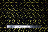 Flat swatch Confetti Black fabric (black fabric with tossed gold metallic/shimmer effect dots allover)