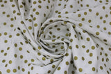 Swirled swatch Confetti White fabric (white fabric with tossed gold metallic/shimmer effect dots allover)