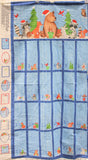Full panel swatch - Bearly Christmas Panel - (44" x 24") (blue rectangular Christmas advent calendar with 24 rectangular numbered sections, top graphic of Christmas woodland creature scene)