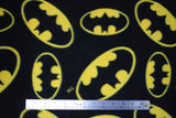Flat swatch Batman licensed print on fleece (yellow logo on black)