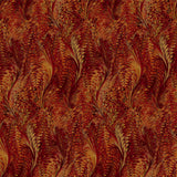 Square swatch shade 400 fabric (deep reds and oranges marbled look fabric in swoopy vertical stripes)