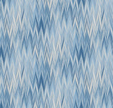 Square swatch shade 403 fabric (whites, light and medium blues marbled look fabric in sharp chevron style stripes)