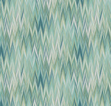 Square swatch shade 403 fabric (whites, teals, blues marbled look fabric in sharp chevron style stripes)