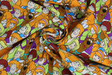 Swirled swatch Scooby Doo & The Gang fabric (full colour collaged characters allover on white background)