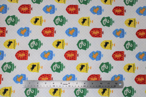 Group swatch assorted Harry Potter printed flannel fabrics in various styles/colours