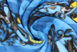 Swirled swatch Ravenclaw fleece (light and dark blue stripes with house crest and subtle black distressing lines)